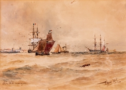 Coastal Scene with Shipping