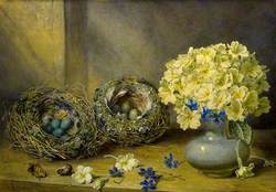 Still Life with Birds' Nests and Primroses