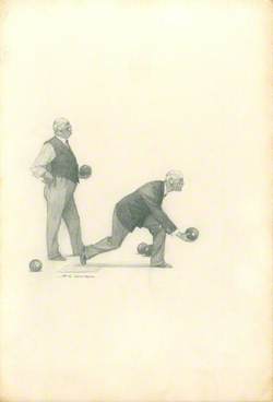 Two Men Playing Lawn Bowls