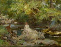 Three Figures by a River