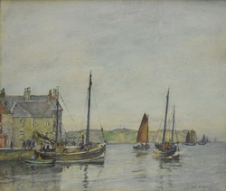 Untitled (Harbour Scene with Fishing Boats)