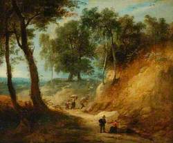 Wooded Landscape with Figures in a Ravine