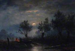 Net Fishing, Moonlight (Paysage avec rivière et pêcheurs, effet de nuit)