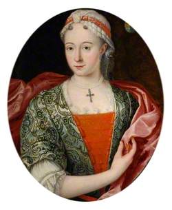 Portrait of a Lady in Green and Pink