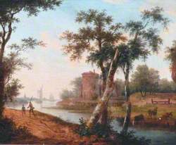 Landscape with River, Ships in the Distance