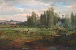 Landscape with Poplars, a Town in the Distance