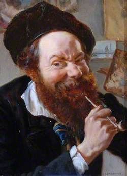 A Man Smoking a Pipe (Self Portrait)