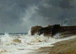 Stormy Sea at the Entrance to a Harbour