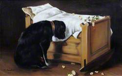 A Dog Mourning Its Little Master