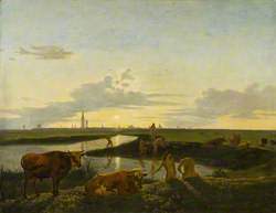 Canal Landscape with Figures Bathing