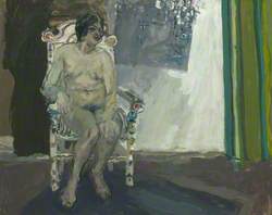 Seated Female Nude on Painted Wooden Chair