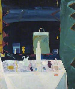 Still Life with White Bottle and Carrier Bag