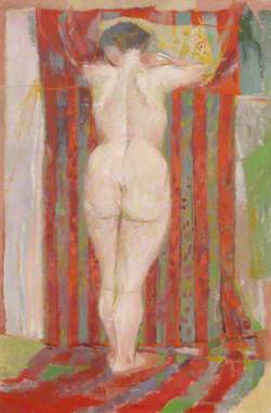 Standing Female Nude with Stripy Drape