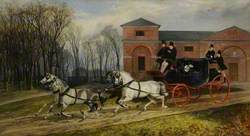 A Carriage and Four Passing the Stable Block at Burton Constable