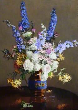 Delphiniums and Roses