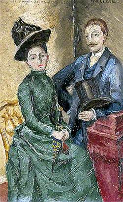 Man Standing Beside a Seated Woman