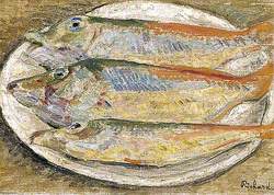 Still Life of Three Fish on a Plate