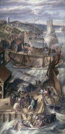 The Refitting of Admiral Blake's Fleet at Leigh, during the First Dutch War