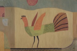 Bird with Red Sun and House