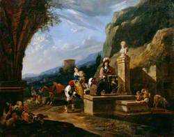 Halting of Mountain Travellers at a Fountain