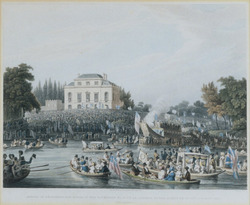 Arrival at Brandenburgh House of the Watermen etc, with an Address to the Queen on 3 October 1820