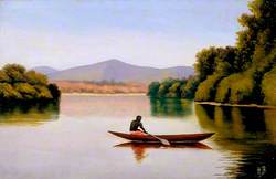 View on the Kwanga River with a Native in a Canoe