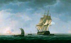 HMS 'Hindostahn' on Fire, Rosas Bay, 2 April 1804