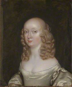 Portrait of a Lady Wearing an Oyster Satin Dress