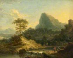 A Mountain Landscape with a Waterfall