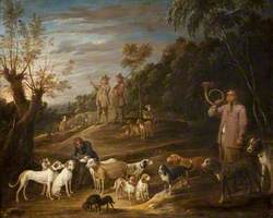 Landscape with Huntsmen and Dogs