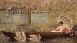 Lady Lying in a Punt with a Parasol