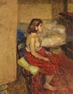 A Model in a Red Skirt, Seated