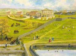 Reconstruction of William Champion's Site at Warmley, Gloucestershire, Warmley House and Echo Pond with Horses