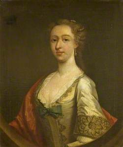 Mary Blackmore (1729–1746), in a White Embroidered Satin Dress and a Red Shawl