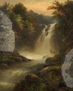Woodland Scene with a Waterfall