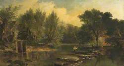 River Scene with an Angler
