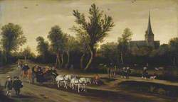 Landscape with Riders in a Carriage Passing a Church