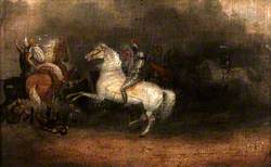 Crusader Fighting a Turk on Horseback