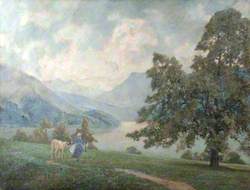 Milkmaid and Cow in Landscape
