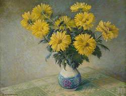 Vase with Yellow Chrysanthemums