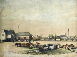 The Engine 'Paisley' and Train Arriving at the Depot of the Paisley and Renfrew Railway on Friday 18th August 1837