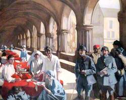 The Scottish Women's Hospital: In the Cloister of the Abbaye at Royaumont, Dr Frances Ivens Inspects a French Patient