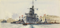 The Japanese Cruiser Nishin with U-boats, Malta