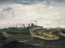 A Destroyer Rescuing Survivors