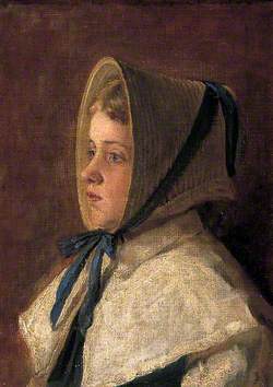 Head and Shoulders of a Girl Wearing the Bonnet as Worn by Girls of Dr Woodward's School, Maidstone