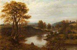 A Man Fishing on a River