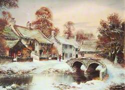 Snowy Scene with a River and a Bridge