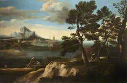 River Landscape with Figures in a Boat