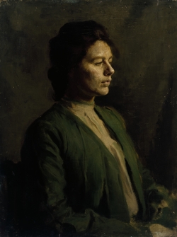 Portrait of a Woman Wearing a Green Jersey