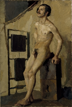Male Figure Supporting Himself on a Stool